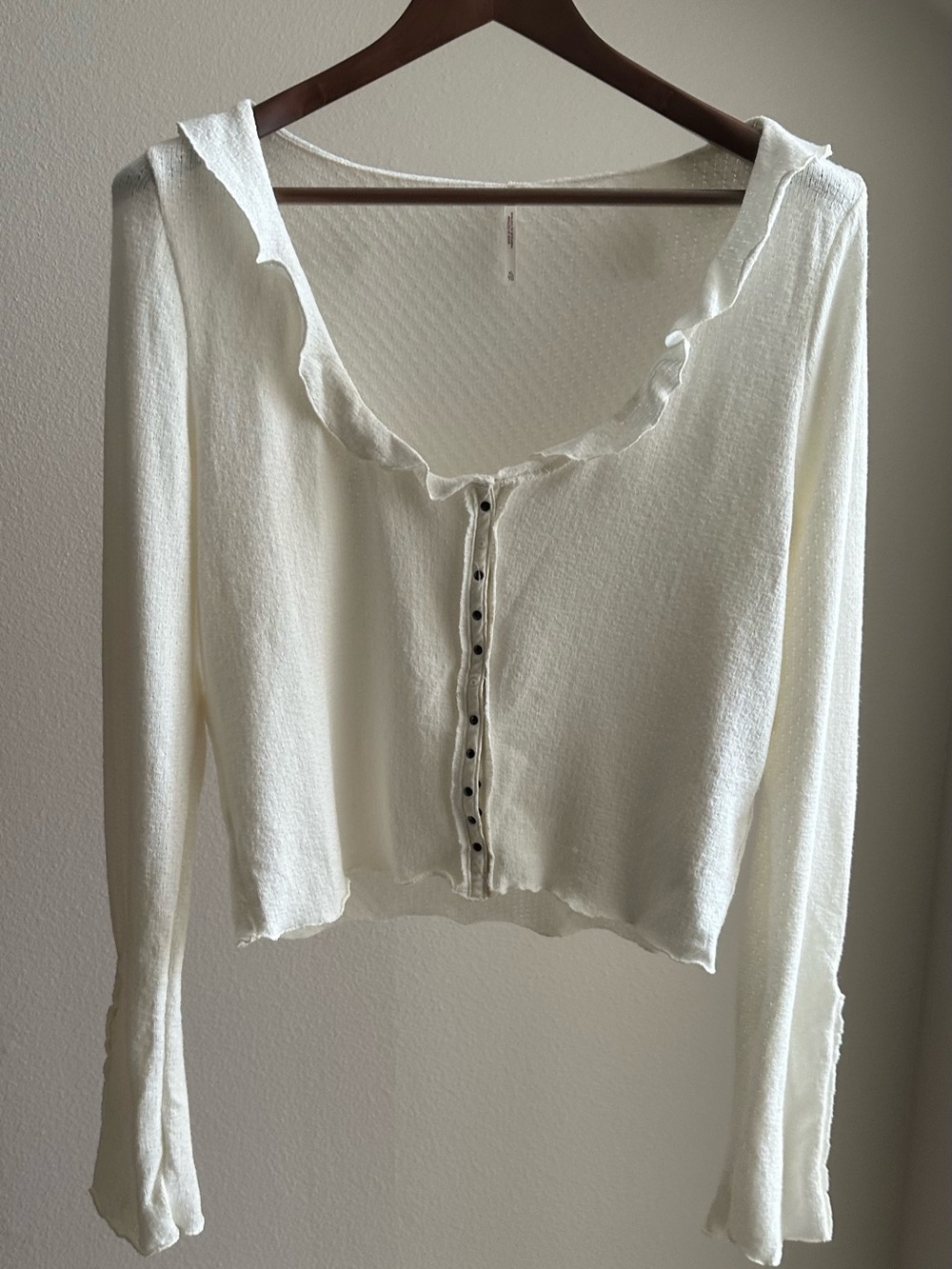Free People Darling Cardi - Cream Ruffle-Trim Button Cardigan NWT